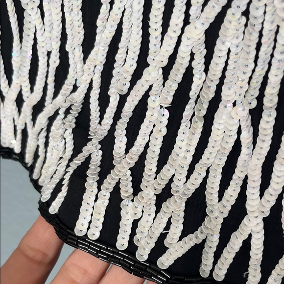 80s Vintage Nipon Night Women's Black and White sequin detailed Blazer - Picture 8 of 15